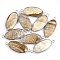 Natural Picture Jasper Links connectors, with Brass Findings, Faceted, Oval, Platinum, 39x16x6mm, Hole: 2mm