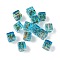 Baking Painted Handmade Gold Sand Lampwork Beads, Cube, Deep Sky Blue, 10~11x10~11x10mm, Hole: 1.8mm