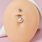 304 Stainless Steel with Crystal Rhinestone Belly Rings, Stainless Steel Color, Paw Print, Bar Length: 3/8