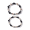 2Pcs Halloween Skull Synthetic Turquoise & Round Lava Rock & Synthetic Non-Magnetic Hematite Beaded Stretch Bracelet Sets for Women, Mixed Color, Inner Diameter: 2-3/8~2-1/2 inch(6~6.3cm), 8~10mm
