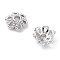 Brass Bead Caps, Cadmium Free & Nickel Free & Lead Free, 6-Petal Flower, Real Platinum Plated, 6x2.5mm, Hole: 1~1.2mm
