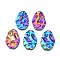 201 Stainless Steel Pendants, Cadmium Free & Nickel Free & Lead Free, Water Ripple, Oval, Rainbow Color, 29.5x20x2mm, Hole: 1.6mm