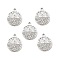 Alloy Crystal Rhinestone Pendants, Flat Round with Hollow Out Butterfly Charms, Platinum, 20.5x17x2.6mm, Hole: 1.8mm