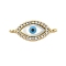 Rack Plating Brass With Natural shells And Micro Pave Cubic Zirconia Links, Real 18K Gold Plated, Long-Lasting Plated, Lead Free & Cadmium Free, Horse Eye, 10x23x4.5mm, Hole: 1.8mm