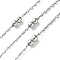 304 Stainless Steel Cable Chains with Beads, Soldered, with Spool, Stainless Steel Color, 1.5mm
