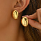Stylish Oval with Cross Pattern 201 Stainless Steel Stud Earrings, Golden, 25x20mm