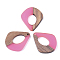 Resin & Walnut Wood Pendants, Two Tone, teardrop, Hot Pink, 32.5x27.5x2.5~4mm, Hole: 1.5mm