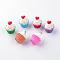 Resin Pendants, with Iron Findings, Cup Cake, Mixed Color, 30~32x23~24mm, Hole: 2mm
