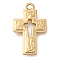 304 Stainless Steel Pendants, Cross Charm, Real 14K Gold Plated, 24.5x15x2.5mm, Hole: 1.8mm