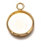 304 Stainless Steel Pendant Cabochon Settings, Plain Edge Bezel Cups, Flat Round, Real 18K Gold Plated, Tray: 12mm, 17.5x14x2mm, Hole: 2.5mm