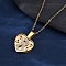304 Stainless Steel Polymer Clay Rhinestones Heart Openable Pendant Necklaces for Women, Ion Plating(IP), Crystal, Golden, 17.52 inch(44.5cm)