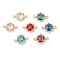 Brass Pave Glass Connector Charms, Cadmium Free & Nickel Free & Lead Free, Sun Links, Mixed Color, Light Gold, 18x13.5x4mm, Hole: 1mm