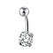 Piercing Jewelry, Brass Cubic Zirconia Navel Ring, Belly Rings, with 304 Stainless Steel Bar, Lead Free & Cadmium Free, Flat Round, Platinum, Clear, 19x8mm, Bar: 15 Gauge(1.5mm), Bar Length: 3/8