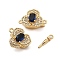 Brass Micro Pave Clear Cubic Zirconia Box Clasps, Cadmium Free & Nickel Free & Lead Free, with Glass, Flower, Real 18K Gold Plated, 12.5x16.5x7.5mm, Hole: 1.2mm