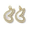 Brass Micro Pave Cubic Zirconia Pendants, Cadmium Free & Lead Free, with Shell, Heart, Real 18K Gold Plated, 19.5x12.5x3mm, Hole: 3mm