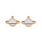 Alloy Enamel Pendants, Planet, Universe Space Charms, Light Gold, White, 12x16.5x3mm, Hole: 1.6mm