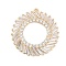 Brass Micro Pave Cubic Zirconia with Glass Pendants, Cadmium Free & Nickel Free & Lead Free, Round Charms, Real 18K Gold Plated, 32.5x30x3.5mm, Hole: 1.4mm