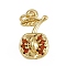 Brass Micro Pave Cubic Zirconia Pendants, Cherry, Cadmium Free & Lead Free, Long-Lasting Plated, Real 18K Gold Plated, with Jump Ring, Orange Red, 16x9x7.5mm, Hole: 3mm