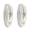 Brass Micro Pave Cubic Zirconia Hoop Earrings, Platinum, 18x3x19.5mm