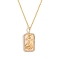 Brass Micro Pave Cubic Zirconia Rectangle with Constellation Pendant Necklaces, with Enamel, Cable Chain Necklace for Women, Cancer, 15-3/4 inch(40cm)