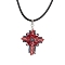 Transparent Electroplate Glass Pendant Necklaces, Seed Beads  Pendant Necklaces, Imitation Leather Cord, Cross, Red, 17.72 inch(45cm)