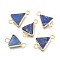 Natural Lapis Lazuli Links Connectors, with Real 18K Gold Plated Brass Findings, Triangle, 17x10x2.5mm, Hole: 2mm