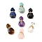 Natural Mixed Stone Perfume Bottle Pendants, with 304 Stainless Steel Findings, Faceted, Hexagon Bottle Charms, Golden, Mixed Dyed and Undyed, 28~29.5x16~17x7~8mm, Hole: 1.4mm