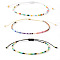 Bohemian Glass Seed Bead Rainbow Friendship Bracelets, Adjustable Stackable Bracelets, Mixed Color