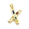 Brass Micro Pave Clear Cubic Zirconia Pendants, with Jump Ring, Lead Free and Cadmium Free, Long-Lasting Plated, Rack Plating, Letter Charms, Real 18K Gold Plated, Letter X, 19~21x9.5~20x2.7mm, jump ring: 5x1mm, 3mm inner diameter.