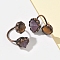 Natural Amethyst & Tiger Eye Rings, Red Copper Brass Cuff Rings, 18mm