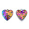 Rack Plating 304 Stainless Steel Pendant Rhinestone Settings, Heart, Rainbow Color, Fit For 2mm Rhinestone, 26x25x4mm, Hole: 3mm