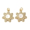 Brass Micro Pave Cubic Zirconia Pendants, with Shell, Sun Charms, Rack Plating, Lasting Plated, Cadmium Free & Lead Free, with Jump Ring, Real 18K Gold Plated, 20.5x18x3mm, Hole: 3mm