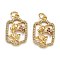 Brass Micro Pave Cubic Zirconia Pendants, Long-Lasting Plated, with Jump Ring, Rectangle with Flower, Real 18K Gold Plated, 22x14x2mm, Jump Ring: 5x1mm, Hole: 3mm