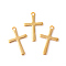 201 Stainless Steel Pendants, Cross, Golden, 15x9.5x0.8mm, Hole: 1.2mm