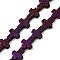 Electroplated Natural Lava Rock Beads Strands, Cross, Purple Plated, 10x8x4~4.5mm, Hole: 0.8~1mm, about 38pcs/strand, 31.10''(79cm)