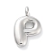 Rack Plating Brass Balloon Letter Pendants, Cadmium Free & Lead Free, Long-Lasting Plated, Platinum, Letter P, 17.5x11.5x4.5mm, hole: 2.5mm