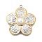 Flower 304 Stainless Steel Pendants, with Plastic Imitation Pearls, Golden & Stainless Steel Color, 26x24x5mm, Hole: 1.6mm