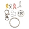 PH PandaHall 330pcs Breast Cancer Awareness Ribbon Pendant Kit, Pink Silver Ribbon Charms Inspirational Pendants Split Key Rings Swivel Lobster Claw Clasps Open Jump Rings for Jewelry Making