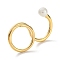304 Stainless Steel Double Rings, Cuff Ring with Shell Pearl, Golden, US Size 8 1/4(18.3mm)