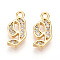Brass Micro Pave Cubic Zirconia Charms, Number 9, Real 18K Gold Plated, 13~14x4.5~8x2mm, Hole: 1.5mm