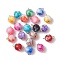 20Pcs Two Tone Opaque Acrylic Round Connector Charms, with 304 Stainless Steel Loops, Golden, Mixed Color, 14.5x9.5mm, Hole: 2.2~2.4mm