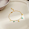 304 Stainless Steel & Synthetic Turquoise Charm Anklets, Golden, Star, 7-7/8 inch(200mm)