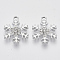 Alloy Pendants, with Crystal Rhinestones, Snowflake, Platinum, 22x17x3mm, Hole: 2mm