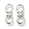 Brass Connector Charms, Cadmium Free & Lead Free, Infinity Links, 925 Sterling Silver Plated, 15x6x2mm, Hole: 4x3mm