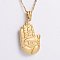 Vintage Gothic Stainless Steel Hamsa Hand Pendant Necklaces, Golden
