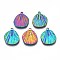 Ion Plating(IP) 304 Stainless Steel Pendants, Cadmium Free & Nickel Free & Lead Free, Fan, Rainbow Color, 18x16x1.5mm, Hole: 1.4mm