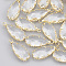 Brass Glass Pendants, Faceted, teardrop, Clear, Real 18K Gold Plated, 24x10.5x5mm, Hole: 2mm