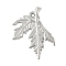 304 Stainless Steel Pendants, Leaf Charms, Stainless Steel Color, 36x28.5x2mm, Hole: 2mm