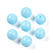 Opaque Solid Color Glass Beads, Round, Sky Blue, 8~8.5mm, Hole: 1.2~1.6mm, about 1420pcs/1000g