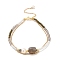 Natural Multi-Moonstone Bead Bracelets, with Sterling Silver Beads and Pearl Beads and Glass Beads, Real 18K Gold Plated, 16.2cm